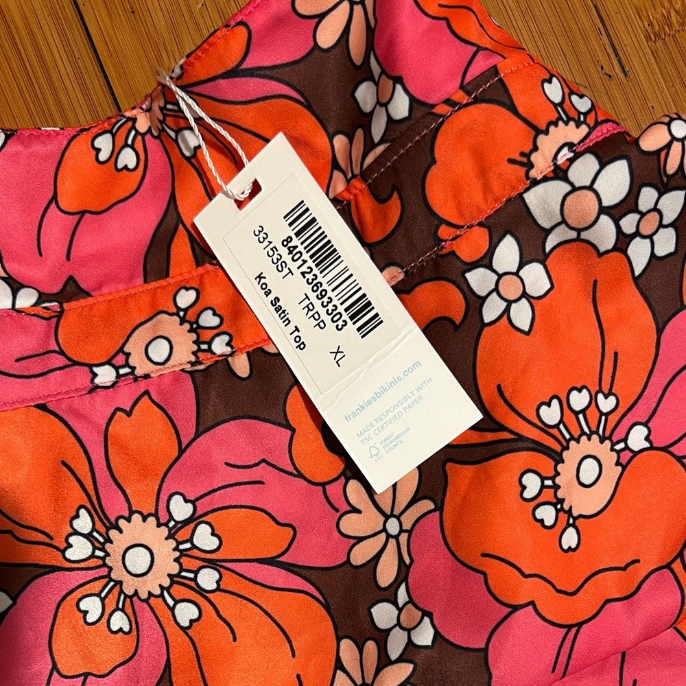 NWT Frankie’s Bikinis Koa Satin Cover Up Shirt Size XL - Picture 9 of 16